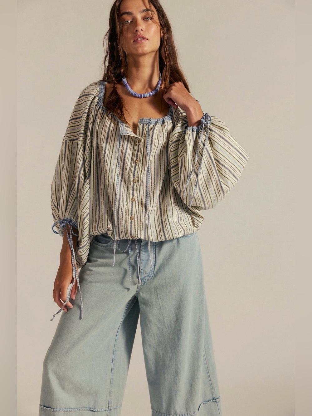 We The Free Picnic Stripe Shirt in Blues